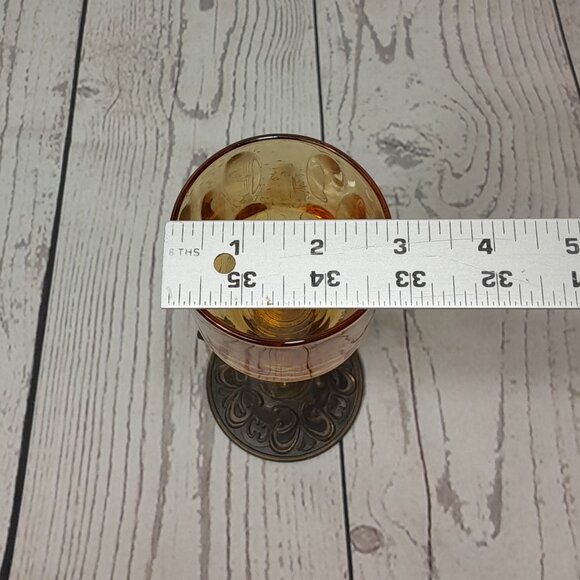 Putti Cherub Angel Votive Candle Holder Cast Metal Amber Glass Bowl 8" - Picture 13 of 13